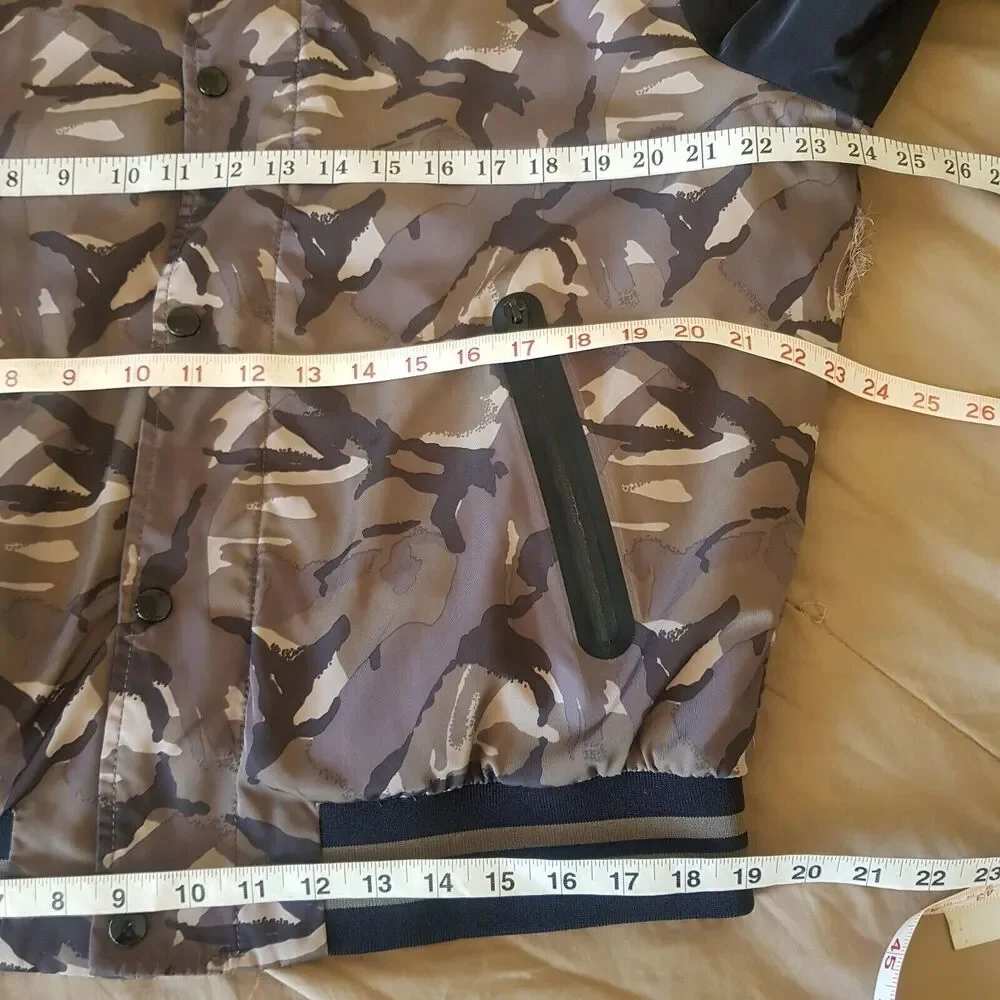 Express Bomber Mens Jacket Sz Large Camouflage Military Army Damaged Ripped